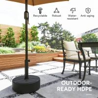 Outsunny Round Patio Umbrella Base Holder, Heavy Duty Outdoor Umbrella Stand Base, Filled Up to 44lbs with Stand or 40lbs with Water for Garden, Poolside, Black(m-6)