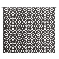 Outsunny Reversible Outdoor Rug Carpet RV Camping Rugs with Carry Bag, 8' x 10', Black & White Clover