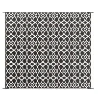 Outsunny Reversible Outdoor Rug Carpet RV Camping Rugs with Carry Bag, 8' x 10', Black & White Clover(m-1)