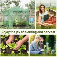 Outsunny 8' x 6' Portable Pop Up Greenhouse, Outdoor Walk-in Hot House with Roll-up Door & 2 Windows, Foldable Garden Green House for Plants Herbs Vegetables, Green(m-7)