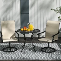 Outsunny Patio Swivel Chairs Set of 2, High Back Patio Dining Chairs with All-Weather Mesh for Backyard, Lawn, Garden, Beige(m-7)