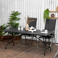 Outsunny Foldable Patio Dining Table for 6, Rectangular Outdoor Table for Garden Lawn Backyard, Dark Grey(m-8)