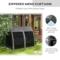 Outsunny 3-Seater Outdoor Swing Chair Chaise Lounger Bed Garden Hammock with Steel Stand, Canopy Netting Walls, Dark Grey(m-5)