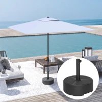 Outsunny Round Patio Umbrella Base Holder, Heavy Duty Outdoor Umbrella Stand Base, Filled Up to 44lbs with Stand or 40lbs with Water for Garden, Poolside, Black(m-8)