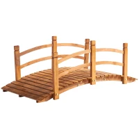 Outsunny 5FT Wooden Garden Bridge Classic Arc Footbridge with Guardrails for Stream Pond Walkway, Orange(m-11)