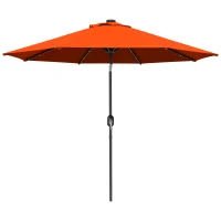 Outsunny 9ft Solar Patio Umbrella Outdoor Sunshade 24 LED Lights Tilt Canopy Orange(m-2)