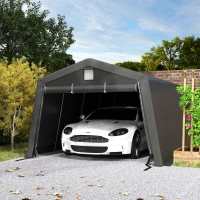 Outsunny 11' x 20' Portable Garage, Heavy Duty Carport Canopy with Ventilation Windows and Large Roll-up Door, Dark Grey(m-8)