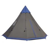 Outsunny 12Ft Camping Tent 6-7 Person 4 Season with 8 Mesh Windows, Outdoor Teepee Tent with Waterproof Material for Family and Friends Camping(m-11)