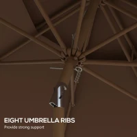 Outsunny 8.8' Patio Umbrella with Push Button Tilt and Crank, Brown(m-7)
