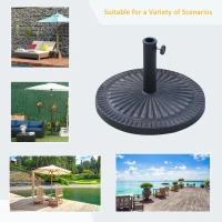 Outsunny 31 lbs Resin Round Market Umbrella Base Holder 19" Decorative Parasol Stand for Patio, Outdoor, Backyard, Bronze(m-4)
