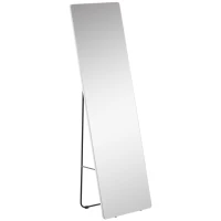 HOMCOM 63"x18" Full Length Mirror, Floor Standing, Wall-Mounted or Leaning Against Wall Tall Mirror w/Support Frame, Rectangular Full Body Mirror for Bedroom, Living Room, Silver(m-2)