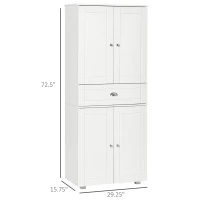 HOMCOM 72" Freestanding Kitchen Pantry Cabinet, Tall Storage Cabinet with 4 Doors, Drawer and Adjustable Shelves for Dining Room, White(m-3)