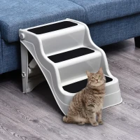 PawHut Pet Stairs Dogs and Cats Folding Ladder Puppy Portable 3 Steps Home Travel Using Cream(m-8)