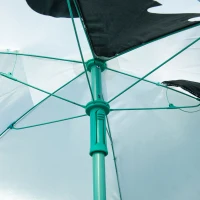 Outsunny Kids Table and Chair Set, Outdoor Folding Garden Furniture, Picnic Table for Patio Backyard, with Removable & Height Adjustable Sun Umbrella, Aged 3-6 Years Old,White(m-9)