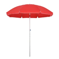 Outsunny Arc. 6.4ft Beach Umbrella with Aluminum Pole Pointed Design Adjustable Tilt Carry Bag for Outdoor Patio Red(m-11)