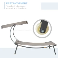 Outsunny Patio Double Chaise Lounge Chair, Outdoor Wheeled Hammock Daybed with Adjustable Canopy and Pillow for Sun Room, Garden, or Poolside, Brown(m-6)