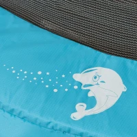 Qaba 4.6FT Toddler Trampoline w/ Safety Net, Recreational Trampoline for Indoor Outdoor, Dolphin Pattern, Light Blue(m-9)