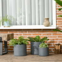 Outsunny Set of 3 Outdoor Planter Set, 13/11.5/9 in, Flower Pots with Drainage Holes, Outdoor Plant Pots for Patio, Yard, Garden