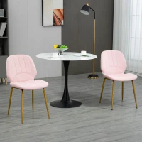 HOMCOM Modern Dining Chairs Set of 2, Upholstered Dining Room Chairs with Backrest, Padded Seat and Steel Legs, Pink(m-8)