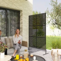 Outsunny Decorative Privacy Fence Screen, Metal Outdoor Privacy Screen Climbing Plant Trellis with Stand, 78" H x 48" W, Black(m-2)