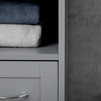 kleankin Bathroom Cabinet Organizer, Freestanding Small Storage Cabinet with Two Drawers and Adjustable Shelf for Living Room, or Entryway, Grey(m-7)