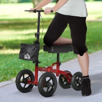 HOMCOM Foldable Medical Knee Walker Scooter for Injured Leg Red(m-8)