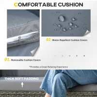 Outsunny 2 Seat Patio Loveseat Deluxe Wicker Sofa Chair Outdoor Rattan Furniture Couch All Weather with Cushion for Balcony, Deck, Garden and Poolside, Grey(m-5)