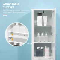 kleankin Tall Bathroom Cabinet with Tempered Glass Door, Storage Organizer, Freestanding Linen Tower with 2 Adjustable Shelves and 2 Drawers, White(m-7)