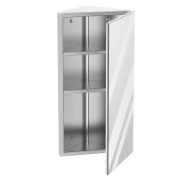kleankin 12 Inch x 24 Inch Triangle Corner Mirror Medicine Cabinet Wall Mounted with Door 3 shelves, Multipurpose Storage Organizer for Bathroom(m-10)