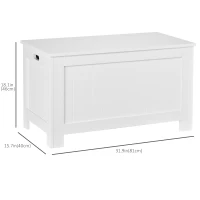 HOMCOM Large Storage Box Storage Trunk Cabinet Container with Lid and 2 Safety Hinges, White(m-3)