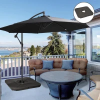 Outsunny 4-Piece 175lb Cantilever Patio Umbrella Base Weights for Offset Hanging Umbrella, HDPE Water or Sand Filled Umbrella Weights for Cross Base Stand, Brown(m-2)