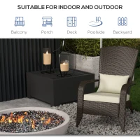 Outsunny Patio Wicker Adirondack Chair, Outdoor Rattan Muskoka Chair with Cushions for Patio, Garden, Backyard Khaki(m-7)