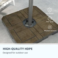 Outsunny Offset Umbrella Base Weight Set, Fillable Outdoor Umbrella Weights, 175 lb. with Water or 230 lb. with Sand, Brown(m-6)