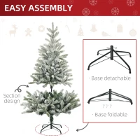 HOMCOM 5ft Artificial Snow-Flocked Tree Holiday Home Indoor Christmas Decoration with Metal Feet, Green(m-6)