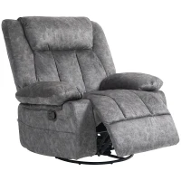 HOMCOM Rocker Recliner Chair with Swivel, Fabric Reclining Chair with Cushion, Rocking Chair with Footrest, Charcoal Gray(m-1)