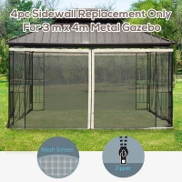 Outsunny Replacement Mosquito Netting for Gazebo 10' x 13' Black Screen Walls for Canopy with Zippers for Parties and Outdoor Activities, Cream White(m-4)