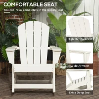 Outsunny Outdoor Rocking Chair, HDPE Adirondack Porch Rocker Chair for Garden, Patio, White(m-5)