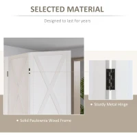 HOMCOM 3-panel Wall Partition Farmhouse Room Separator with Foldable Design Wooden Frame 5.6FT, White(m-5)