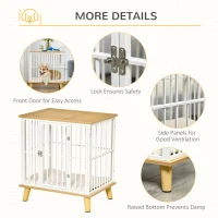 PawHut Dog Crate, Furniture Style Pet Cage Kennel, End Table, Decorative Dog House, with Soft Cushion, Wooden Top, Door, for Small Dogs, Indoor Use, Oak(m-6)