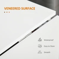 HOMCOM Foldable Dining Table, Drop Leaf Folding Side Table Console Writing Desk with 2 Wheels for Kitchen, Dining Room, Teak, White(m-5)