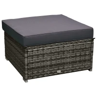 Outsunny 6 Piece Patio Furniture Set Outdoor Wicker Conversation Set All Weather PE Rattan Sectional Sofa Set with Ottoman, Cushions and Tempered Glass Table, Mixed Gray and Gray(m-8)