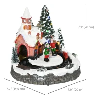 HOMCOM Desktop Christmas Decoration, Christmas Village Houses with Rotating Train, Battery Operated, Multicolored(m-3)