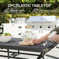Outsunny Rectangle Outdoor Dining Table for 6, with 1.7" Umbrella Hole, Easy Clean DPC Plastic Tabletop, 55" x 31.5" x 28"(m-4)