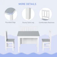 Qaba 4-Piece Set Kids Wood Table Chair Bench with Storage Function Gift for Toddlers(m-5)