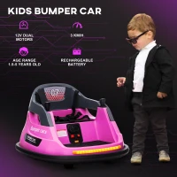 Aosom 12V Bumper Car for Kids 360° Rotation W/ Safety Belt, Pink(m-8)
