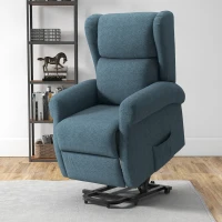 HOMCOM Wingback Lift Chair for Elderly, Power Chair Recliner with Footrest, Remote Control, Side Pockets, Blue(m-8)