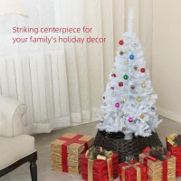 HOMCOM 4ft Decorated Christmas Tree, Artificial Christmas Tree with Ornaments for Holidays, Party, White(m-4)