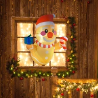 Outsunny 3.4' Inflatable Hanging Gingerbread Man Holding Gift Box & Candy Cane w/ LED Lights, Blow-Up Outdoor Display for Party(m-2)