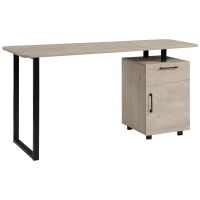 HOMCOM Home Office Computer Desk with Drawer and Storage Cabinet,  PC Workstation with Metal Frame, Writing Table, Oak(m-1)
