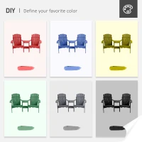 Outsunny Fire Pit Seating, 2 Wooden Adirondack Chairs with Outdoor Table & Umbrella Hole, Wood 2 Person Adirondack Bench, Natural(m-8)
